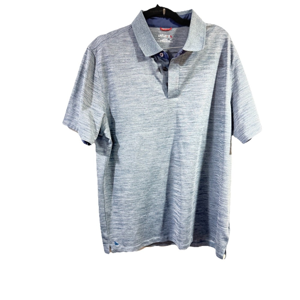 Untuckit Polo Tshirt Mens Sz Large Short Sleeve Gray Blue